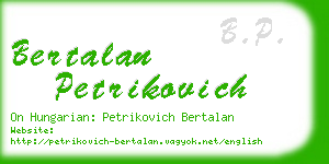 bertalan petrikovich business card